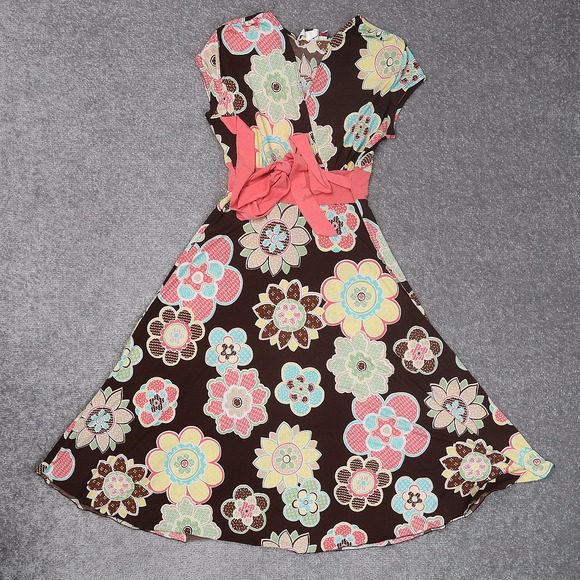 VTG Jody California Made in USA Floral PTP 15in Mulitcolor MidLength Retro Dress - Picture 1 of 11